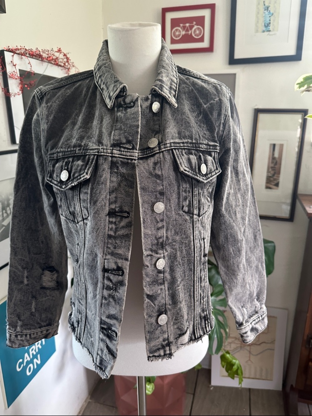 Vervet Women's Washed Black Denim Jean Jacket XS